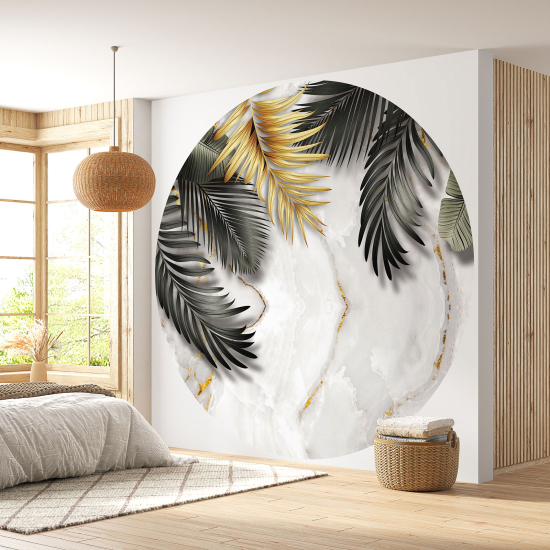 Round / Circle Wall Mural - Wallpaper - Botanical pattern