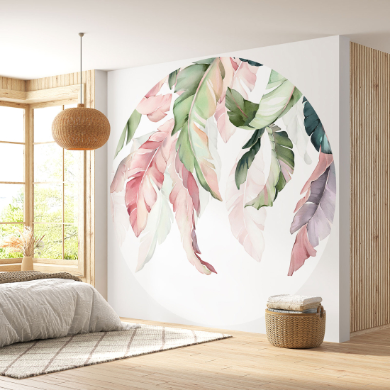 Round / Circle Wall Mural - Wallpaper - Botanical pattern