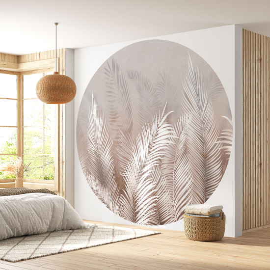 Round / Circle Wall Mural - Wallpaper - Botanical pattern