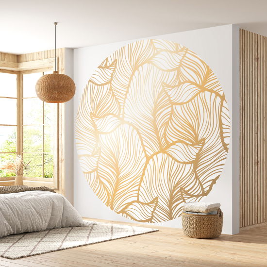 Round / Circle Wall Mural - Wallpaper - Botanical pattern