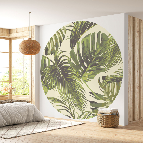 Round / Circle Wall Mural - Wallpaper - Botanical pattern