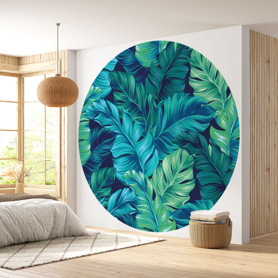 Round / Circle Wall Mural - Wallpaper - Botanical pattern