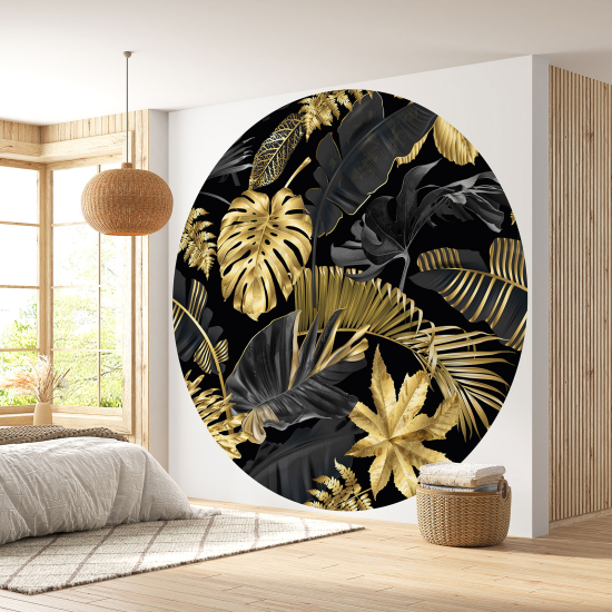 Round / Circle Wall Mural - Wallpaper - Botanical pattern