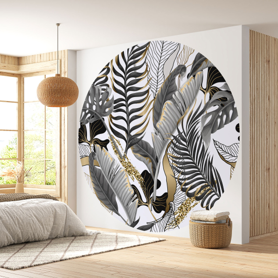 Round / Circle Wall Mural - Wallpaper - Botanical pattern