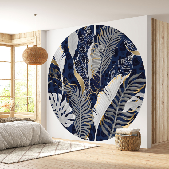 Round / Circle Wall Mural - Wallpaper - Botanical pattern