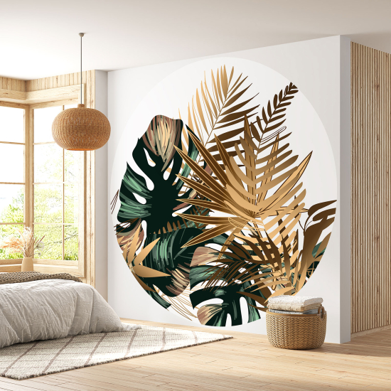 Round / Circle Wall Mural - Wallpaper - Botanical pattern