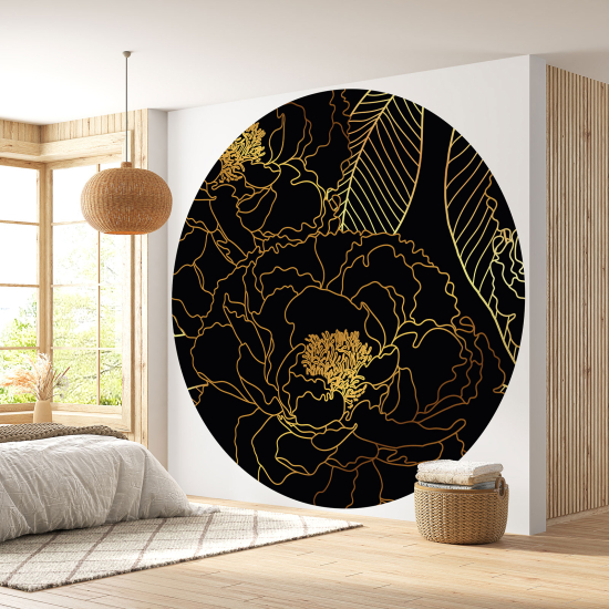 Round / Circle Wall Mural - Wallpaper - Botanical pattern