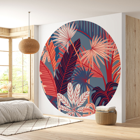 Round / Circle Wall Mural - Wallpaper - Botanical pattern