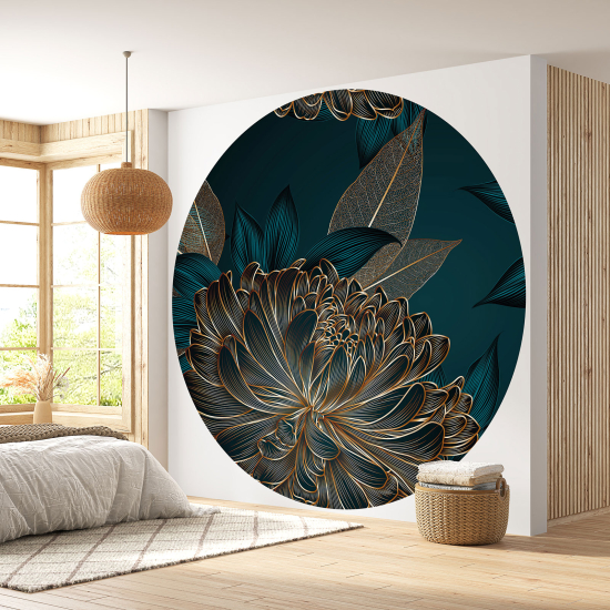 Round / Circle Wall Mural - Wallpaper - Botanical pattern