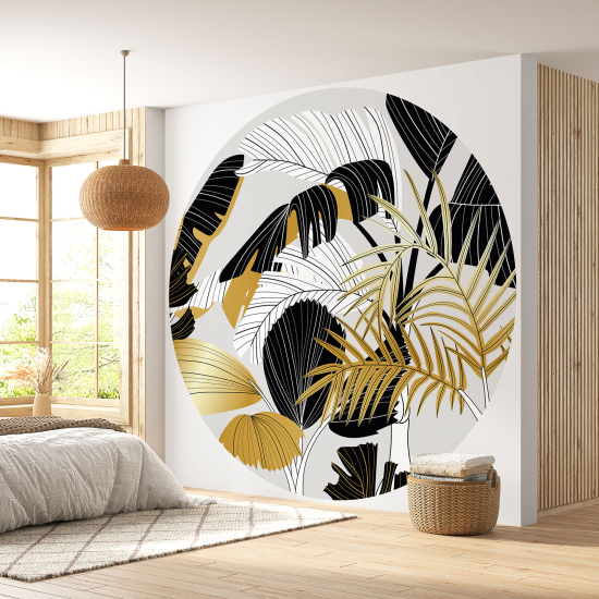 Round / Circle Wall Mural - Wallpaper - Botanical pattern