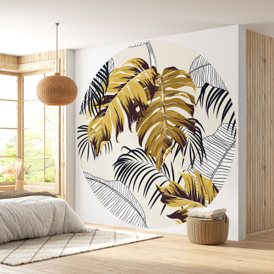 Round / Circle Wall Mural - Wallpaper - Botanical pattern