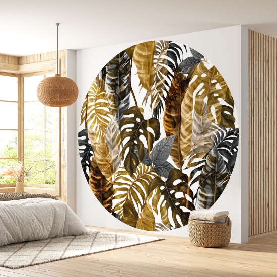 Round / Circle Wall Mural - Wallpaper - Botanical pattern