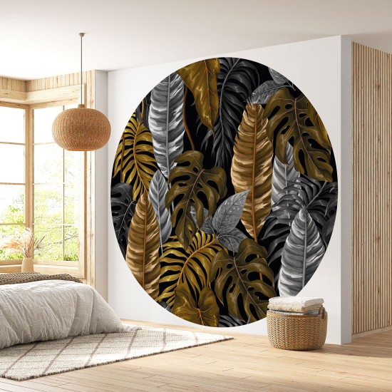 Round / Circle Wall Mural - Wallpaper - Botanical pattern