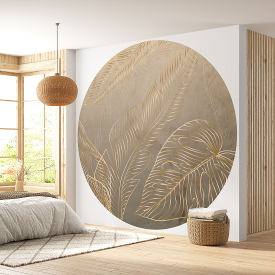 Round / Circle Wall Mural - Wallpaper - Botanical pattern