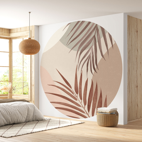 Round / Circle Wall Mural - Wallpaper - Botanical pattern