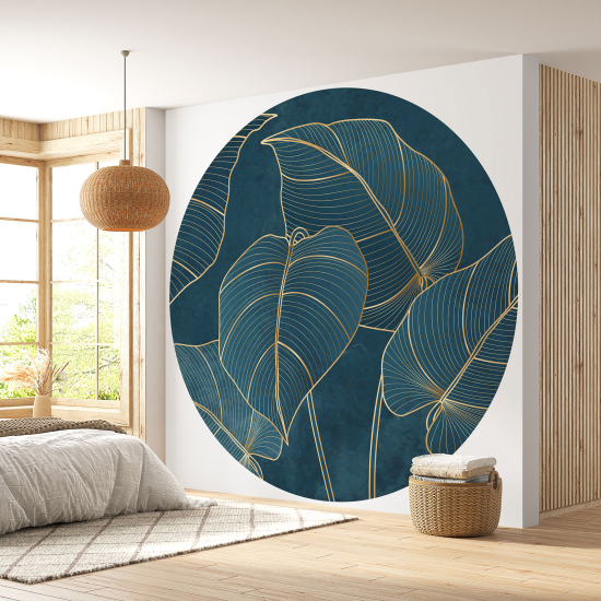 Round / Circle Wall Mural - Wallpaper - Botanical pattern