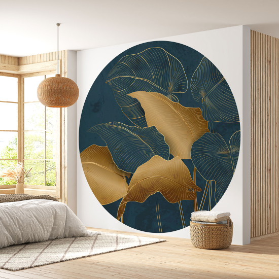 Round / Circle Wall Mural - Wallpaper - Botanical pattern