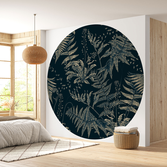 Round / Circle Wall Mural - Wallpaper - Botanical pattern