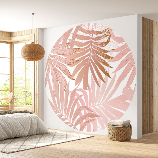 Round / Circle Wall Mural - Wallpaper - Botanical pattern