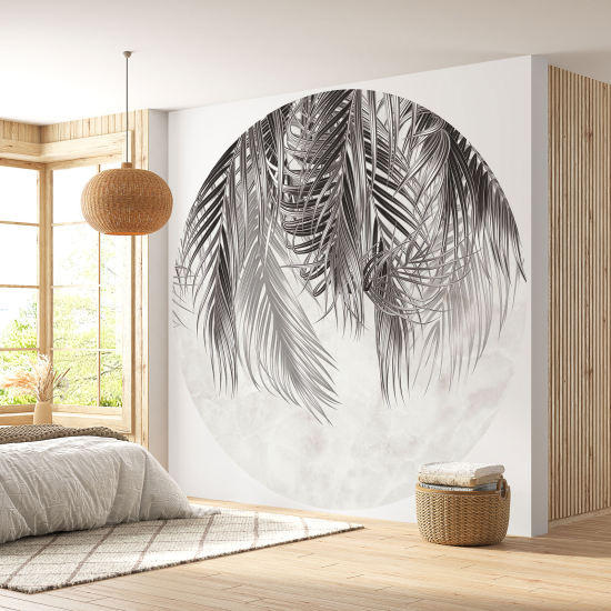 Round / Circle Wall Mural - Wallpaper - Botanical pattern