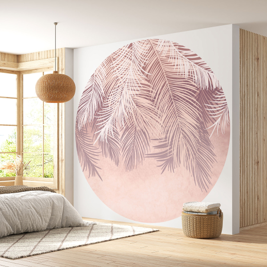 Round / Circle Wall Mural - Wallpaper - Botanical pattern