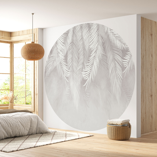 Round / Circle Wall Mural - Wallpaper - Botanical pattern