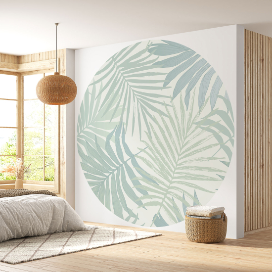 Round / Circle Wall Mural - Wallpaper - Botanical pattern