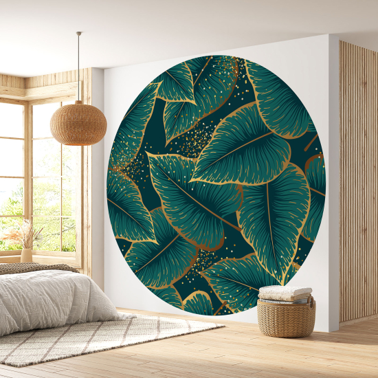 Round / Circle Wall Mural - Wallpaper - Botanical pattern