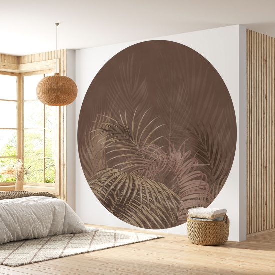 Round / Circle Wall Mural - Wallpaper - Botanical pattern