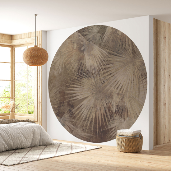 Round / Circle Wall Mural - Wallpaper - Botanical pattern