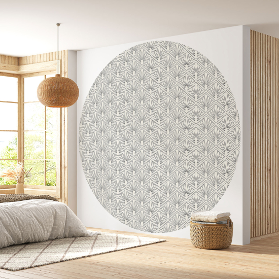 Round / Circle Wall Mural - Wallpaper - Damask pattern