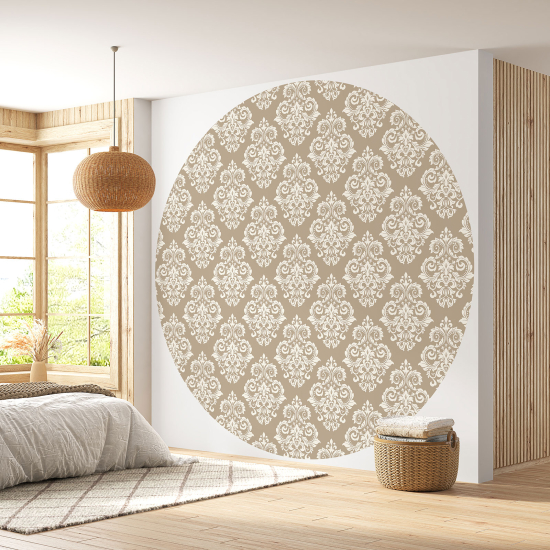 Round / Circle Wall Mural - Wallpaper - Damask pattern