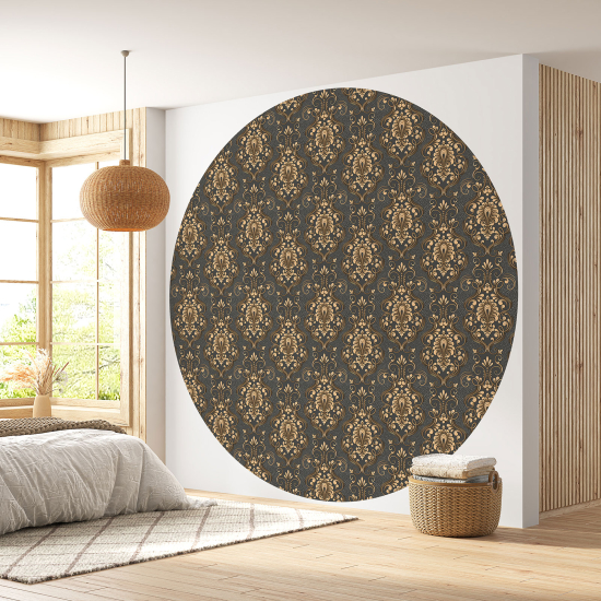 Round / Circle Wall Mural - Wallpaper - Damask pattern