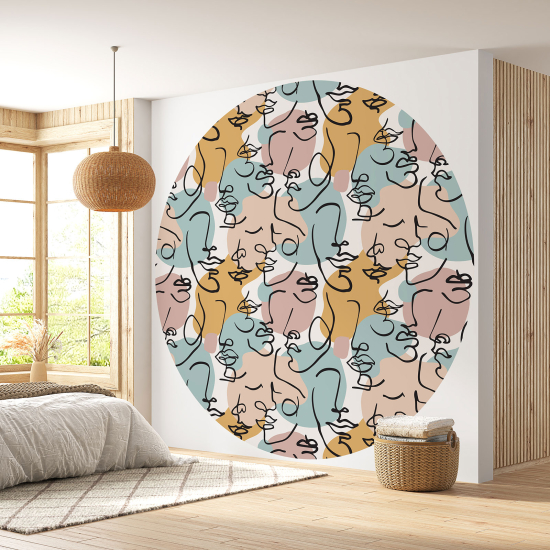 Round / Circle Wall Mural - Wallpaper - Design faces