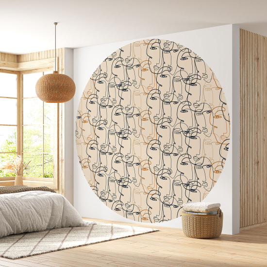 Round / Circle Wall Mural - Wallpaper - Design faces