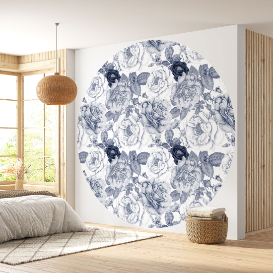 Round / Circle Wall Mural - Wallpaper - Floral pattern