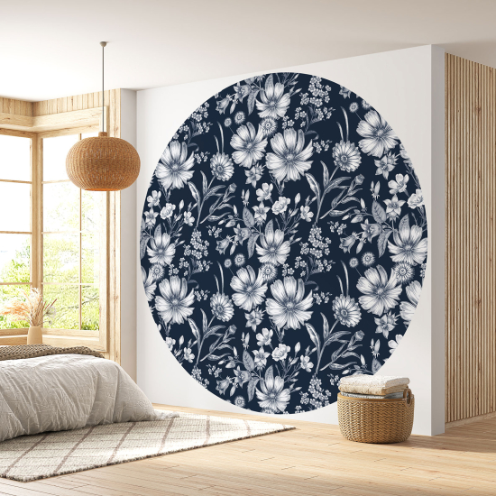 Round / Circle Wall Mural - Wallpaper - Floral pattern