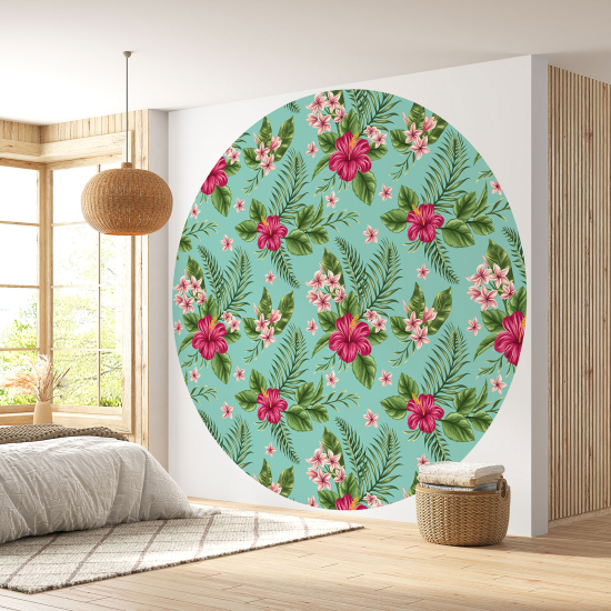 Round / Circle Wall Mural - Wallpaper - Floral pattern