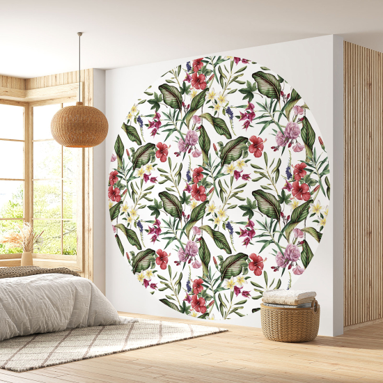 Round / Circle Wall Mural - Wallpaper - Floral pattern