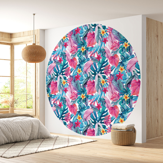 Round / Circle Wall Mural - Wallpaper - Floral pattern