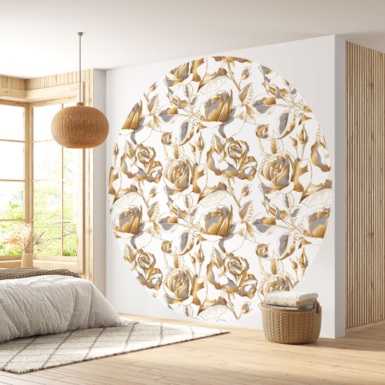 Round / Circle Wall Mural - Wallpaper - Floral pattern