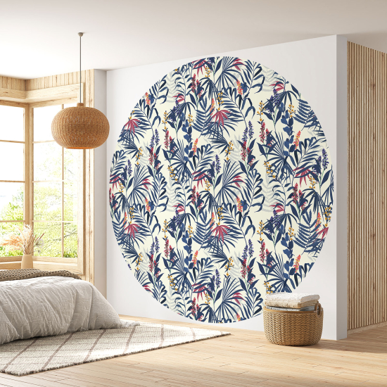 Round / Circle Wall Mural - Wallpaper - Floral pattern