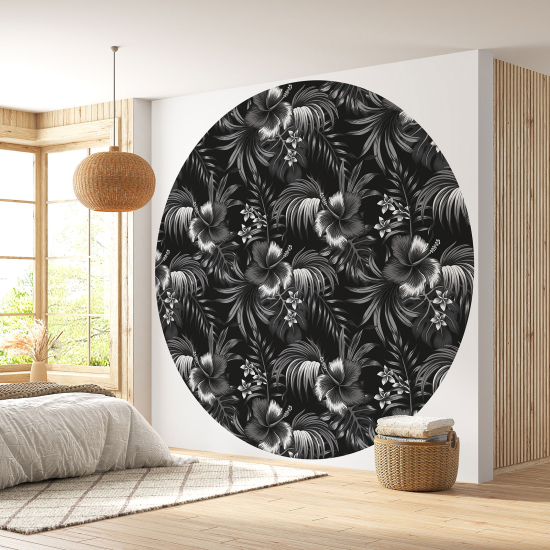 Round / Circle Wall Mural - Wallpaper - Floral pattern