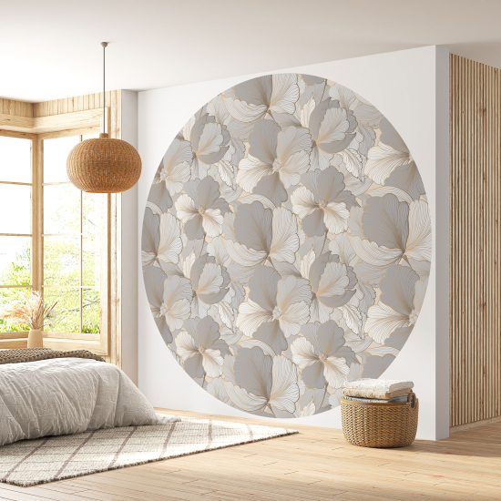 Round / Circle Wall Mural - Wallpaper - Floral pattern