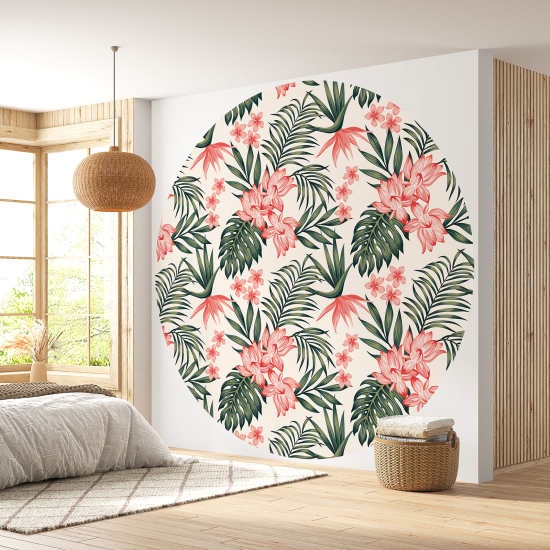 Round / Circle Wall Mural - Wallpaper - Floral pattern