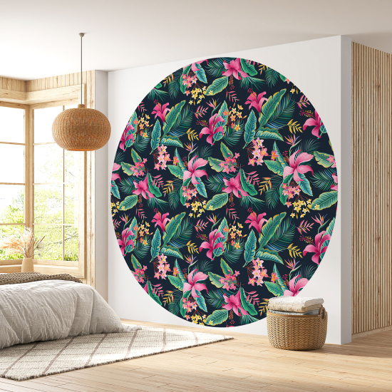 Round / Circle Wall Mural - Wallpaper - Floral pattern