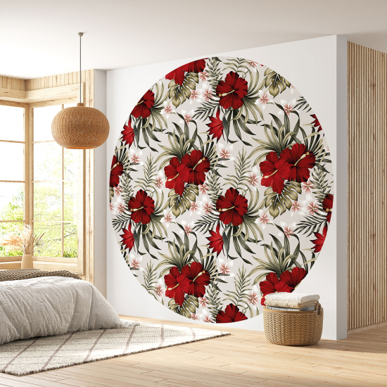 Round / Circle Wall Mural - Wallpaper - Floral pattern