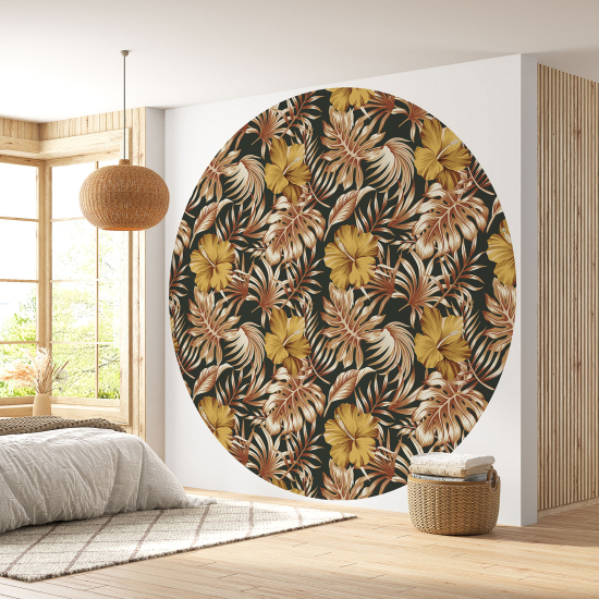 Round / Circle Wall Mural - Wallpaper - Floral pattern