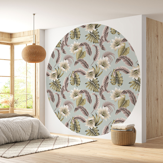 Round / Circle Wall Mural - Wallpaper - Floral pattern