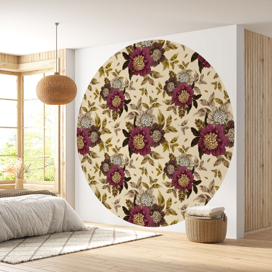 Round / Circle Wall Mural - Wallpaper - Floral pattern